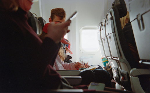 A family on a plane.