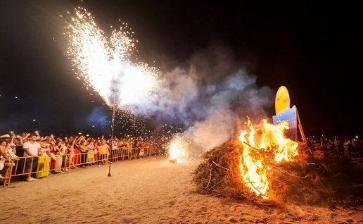 San Juan night of fire on Nerja's beaches.
