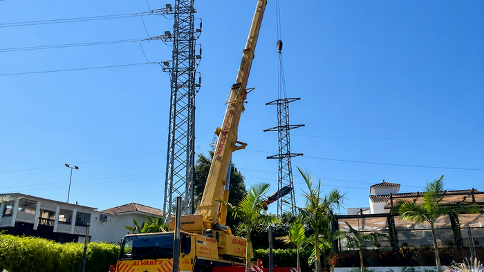 Heavy machinery brought in to remove pylons.