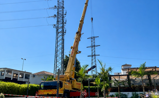 Heavy machinery brought in to remove pylons.