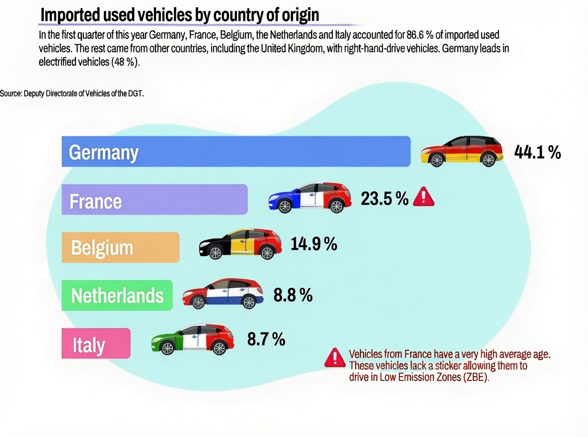 Imported used vehicles by country of origin infographic