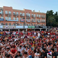 Arroyo de la Miel with lots of Spain fans.