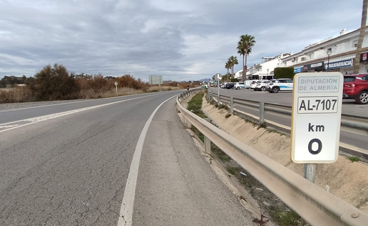 Two-lane AL-7107 road in Vera Playa.