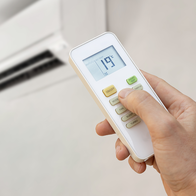 Air-con remote set at 19º.