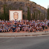 Runners gather in Cantoria during the hiking event at the 2025 Jaime Jiménez charity race.