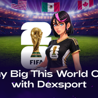 AI image of a cartoon female with a background of a football stadium with world cup trophy on 2026
