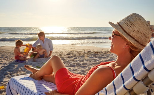 Family on beach