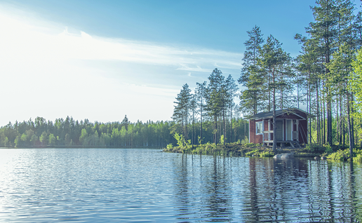 Cabin on the shore of a Finnish lake.