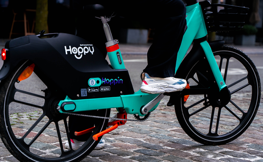 Person riding a hoppy bike.