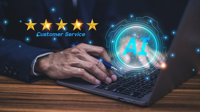Businessman using AI technology for customer service