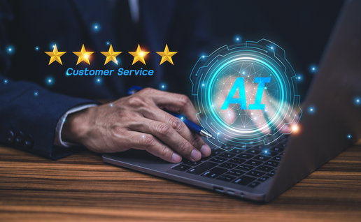 Businessman using AI technology for customer service