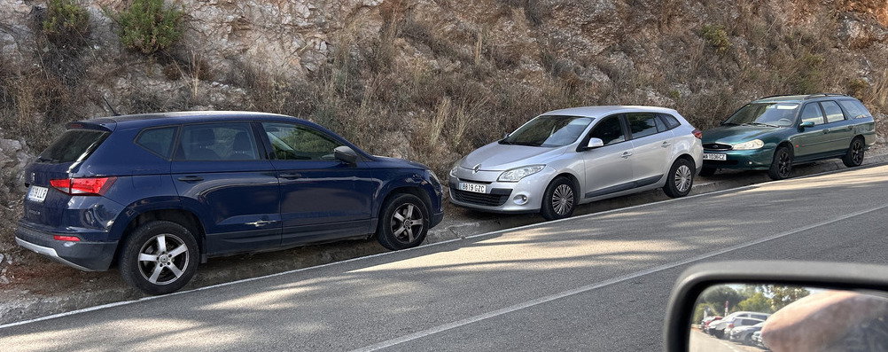 Cars Precariously parked outside of Mijas Pueblo.