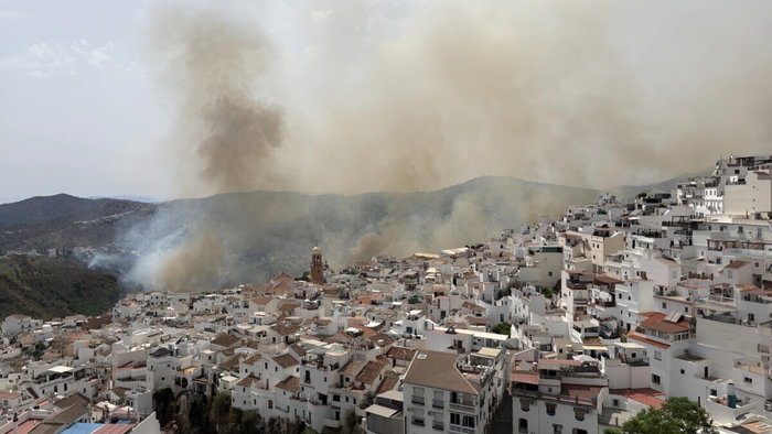 The village of Competa on fire.