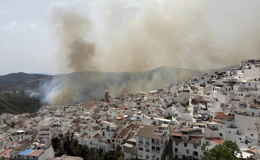 The village of Competa on fire.