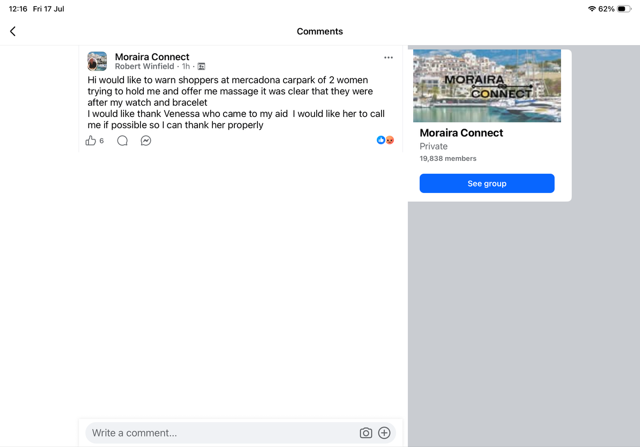 similar crime in post on Facebook