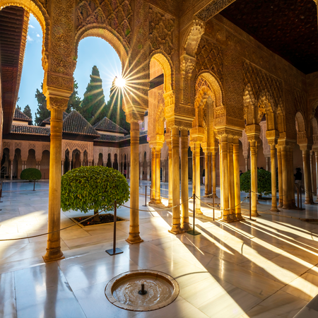 A view from inside the Alhambra palace in Granada, Spain