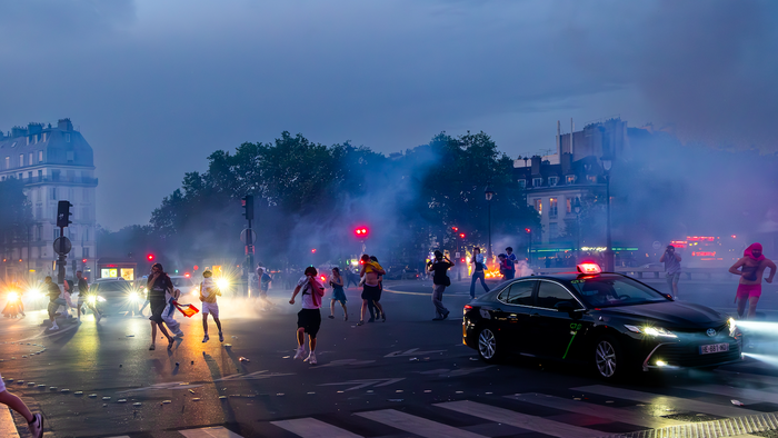 Rioters in Paris after a football win