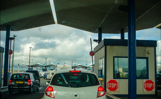 Cars queueing at channel border control