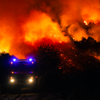 Fire trucks fighting the fire in Spain