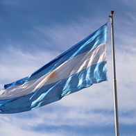 The Argentinian flag blowing in the wind