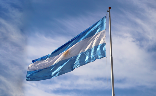 The Argentinian flag blowing in the wind