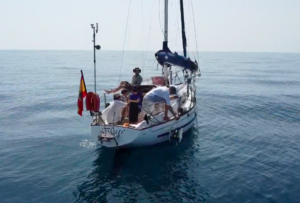 A sailing vessel on calm seas