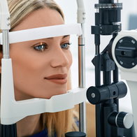 Blonde Woman having an eye test