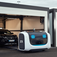 Stanley Robotics parking robot putting a car in one of their cabins.