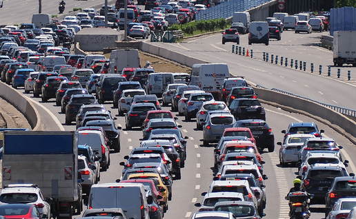 Traffic jam on Spanish motorway.