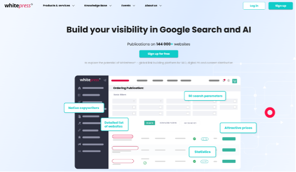 Screenshot view from WhitePress for seo visability