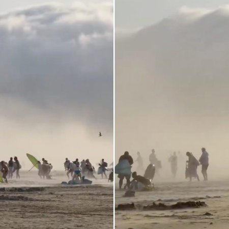 Sudden sandstorm chaos on Hendaye beach.