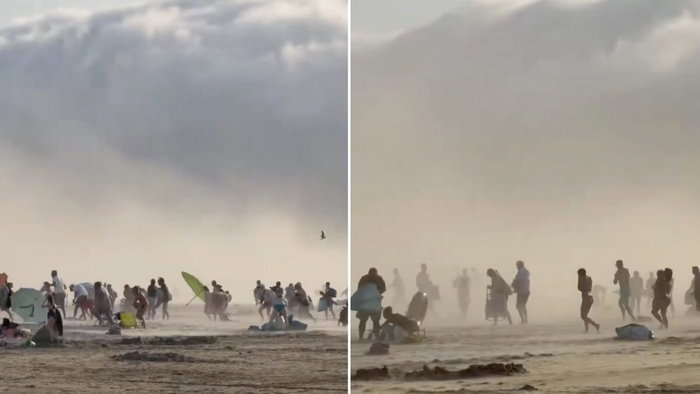 Sudden sandstorm chaos on Hendaye beach.