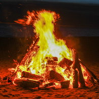 Bonfire like what you would find on a the beach at San Juan