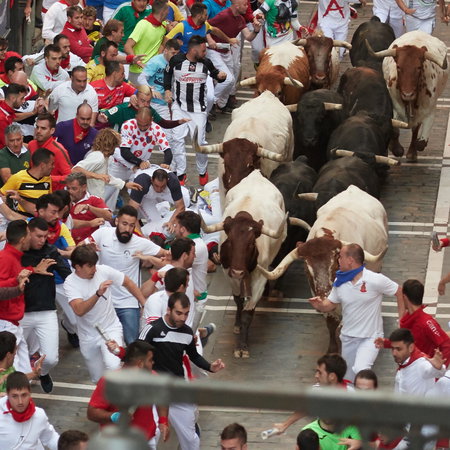 San Fermines Festival where people run in front of the bulls in the streets of the city