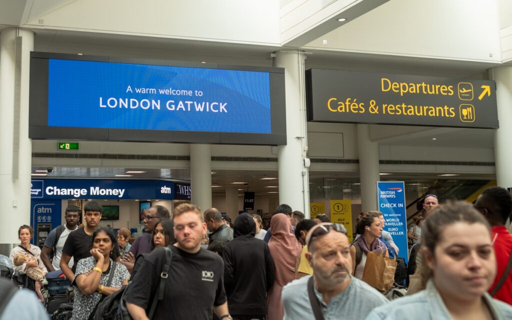 Gatwick stinks! Water crisis shuts toilets and bars at both terminals – passengers warned to sort essentials at home before flying