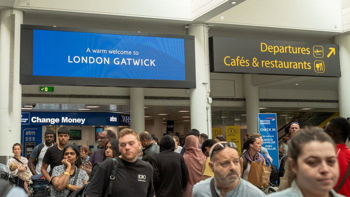 Departures in Gatwick Airport.