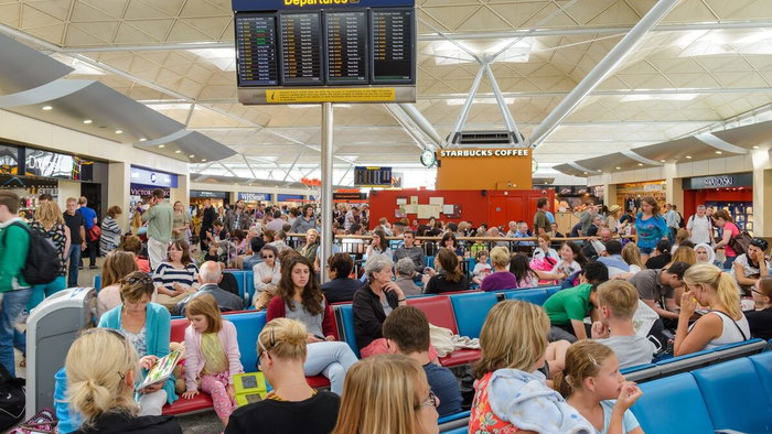 Flight delayed before holidays.