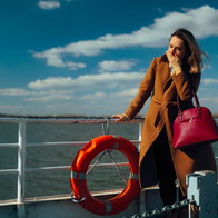 Seasick woman on a cruise.