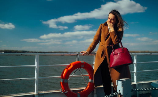 Seasick woman on a cruise.