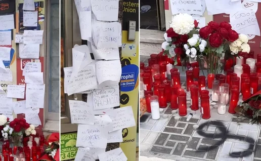 Shrine left by mourners of Haitam in Torremolinos.