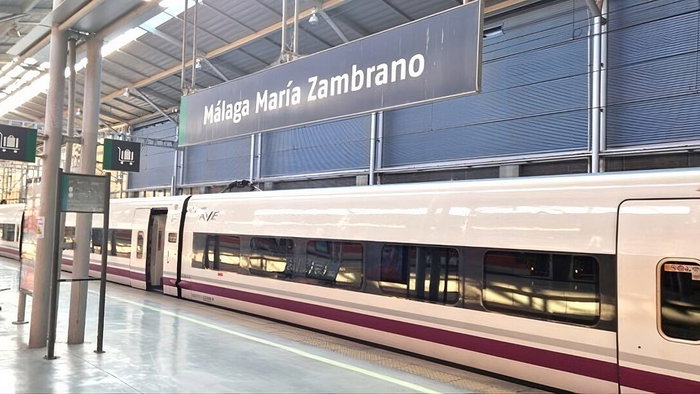AVE train waiting at Maria Zambrano station, Malaga.