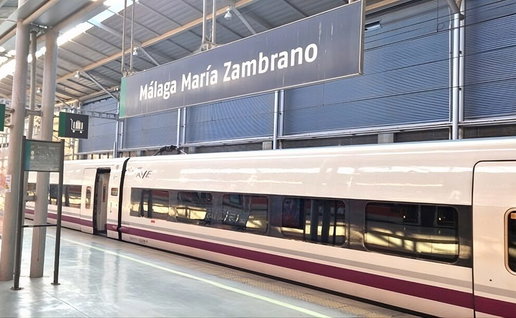 AVE train waiting at Maria Zambrano station, Malaga.