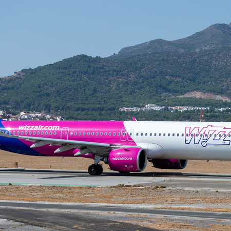Wizz air aircraft on runway at Málaga