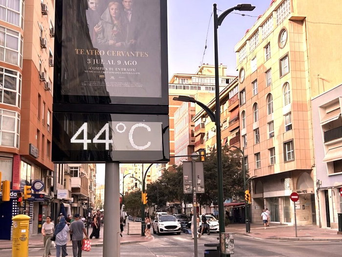Temperatures in central Malaga showing 44ºC
