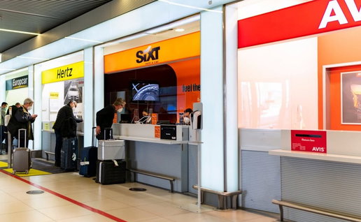 Car hire firms at airport.
