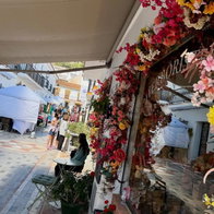 Decorated shopfronts.