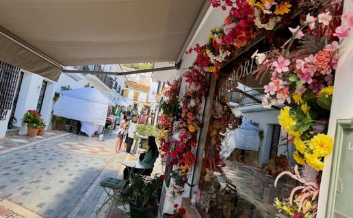 Decorated shopfronts.