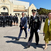 Mayor Margarita del Cid with Mayor of Benalmadena Juan Antonio Lara, and chief of police