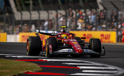 Formula 1 car races around the track.