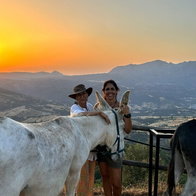 Amaya, friend and donkeys